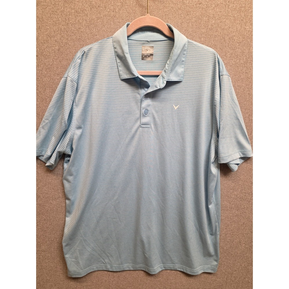Callaway Mens Opti-Dri Golf Polo Shirt XL Blue White Stripe Short Sleeve SA4426